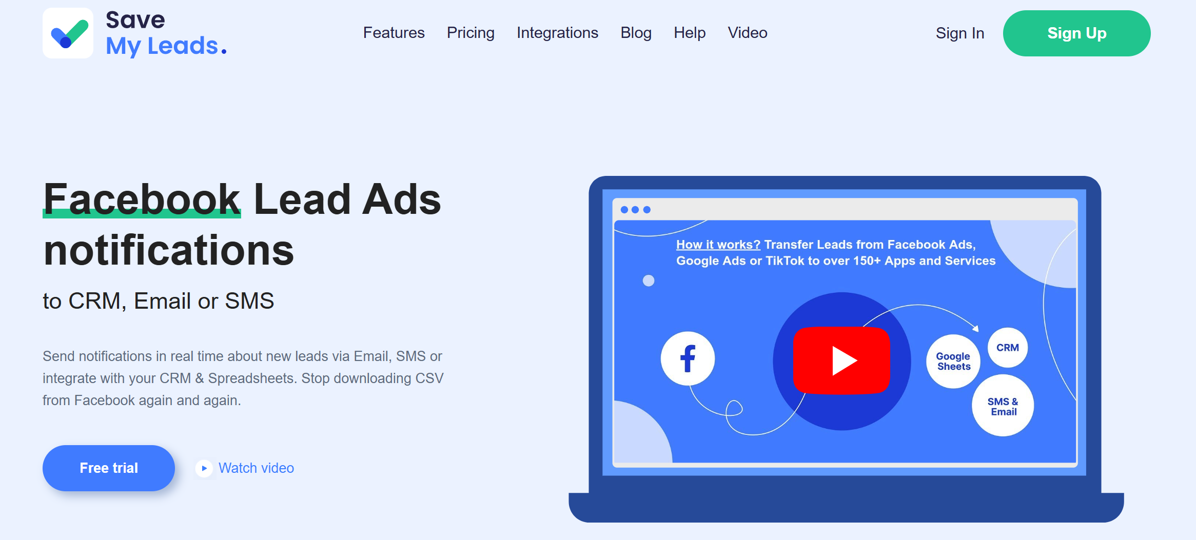 SaveMyLeads homepage image