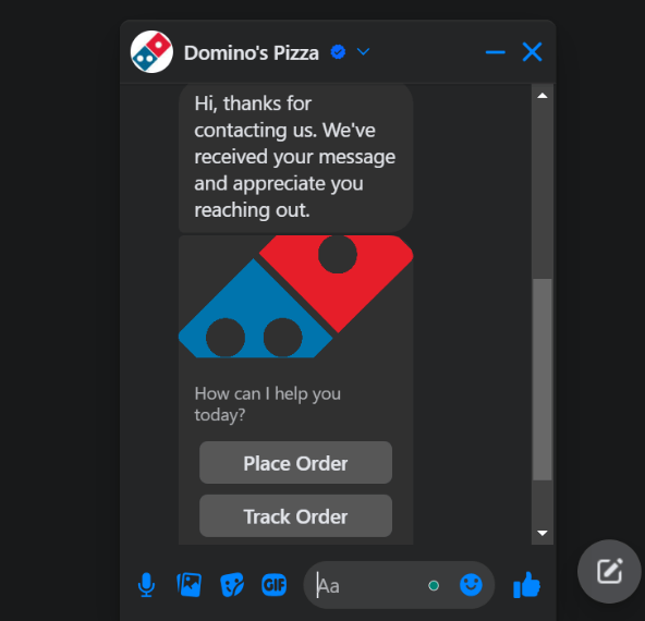 Domino's Pizza chatbox