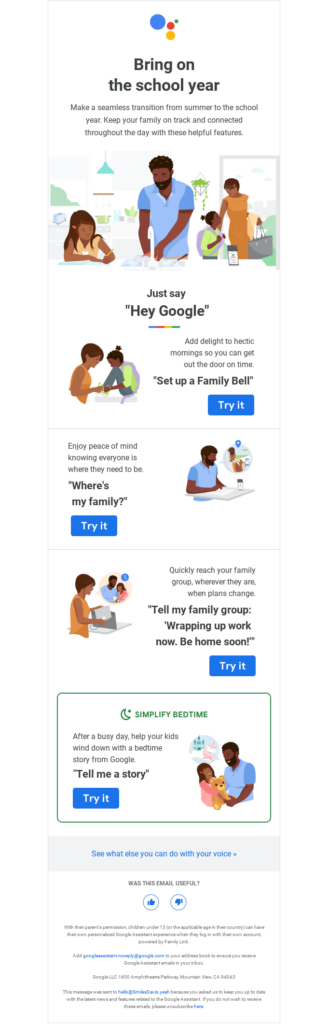 Google back-to-school features email