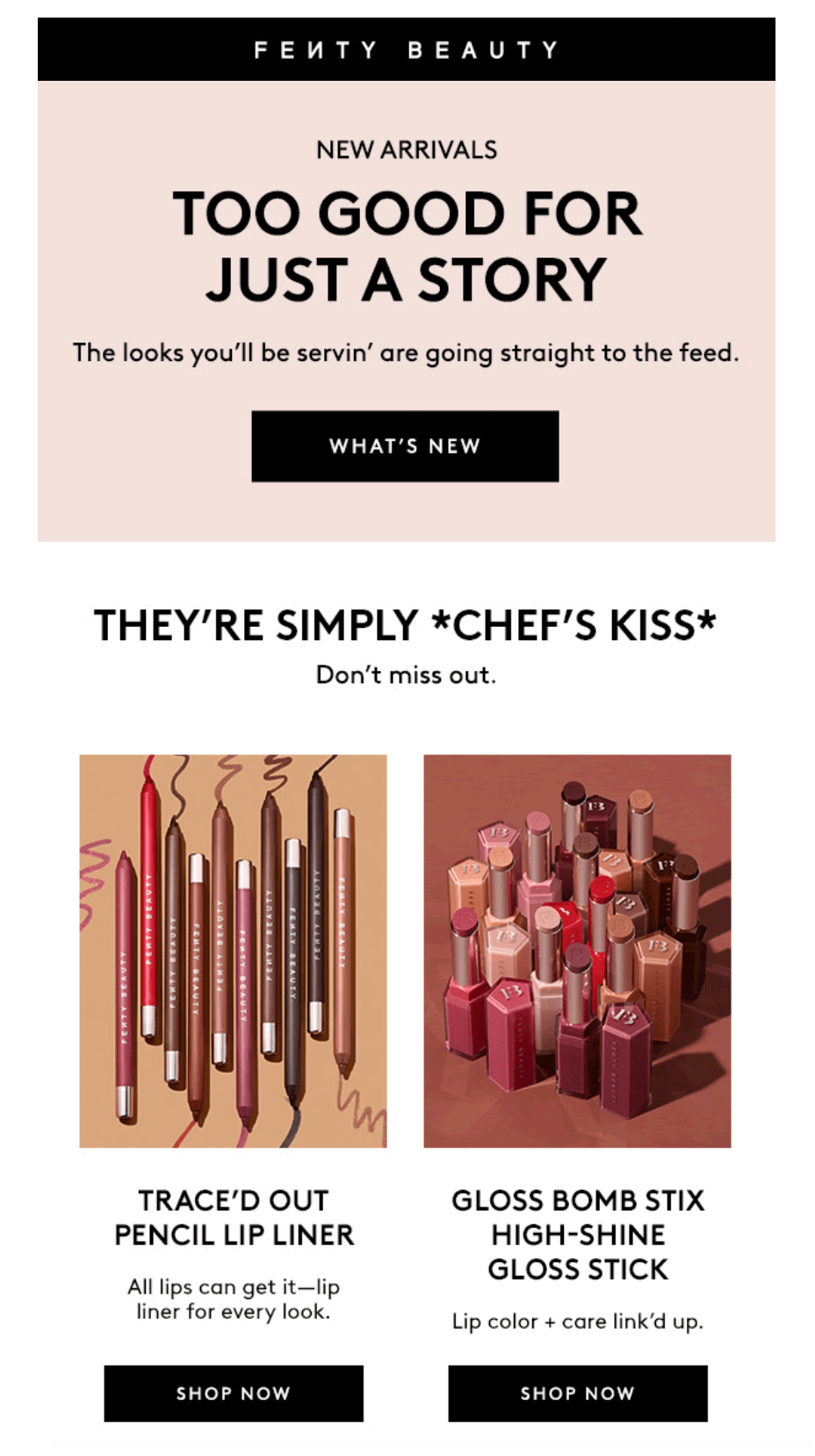 fenty beauty new arrivals promotional email