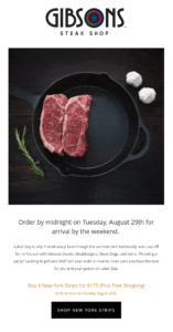 gibson steak shop email for september email planner