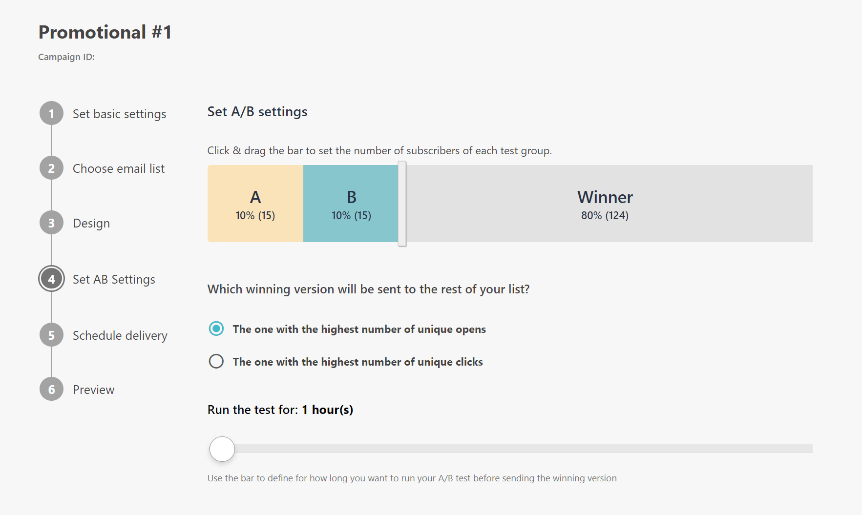 Moosend ab testing feature