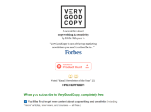 verygoodcopy marketing newsletter