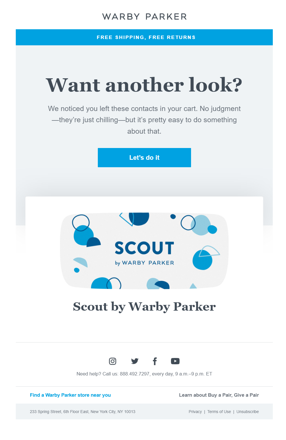 warby parker cart abandonment email example