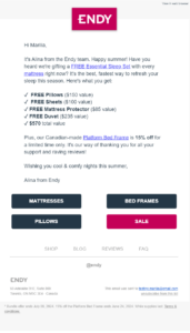 personalized email example by Endy