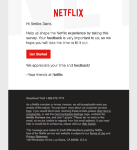 Netflix customer feedback template