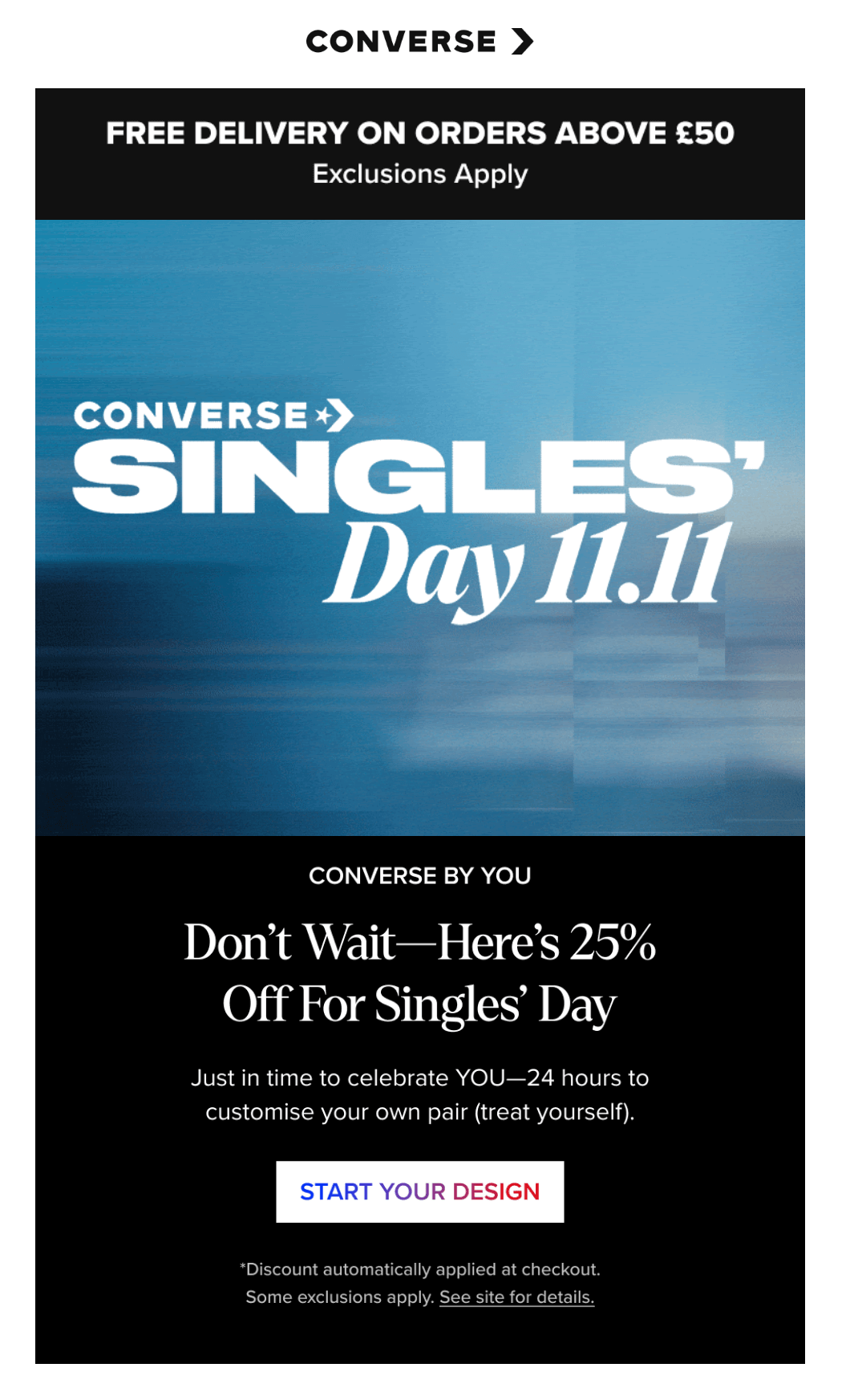 singles' day email example by converse