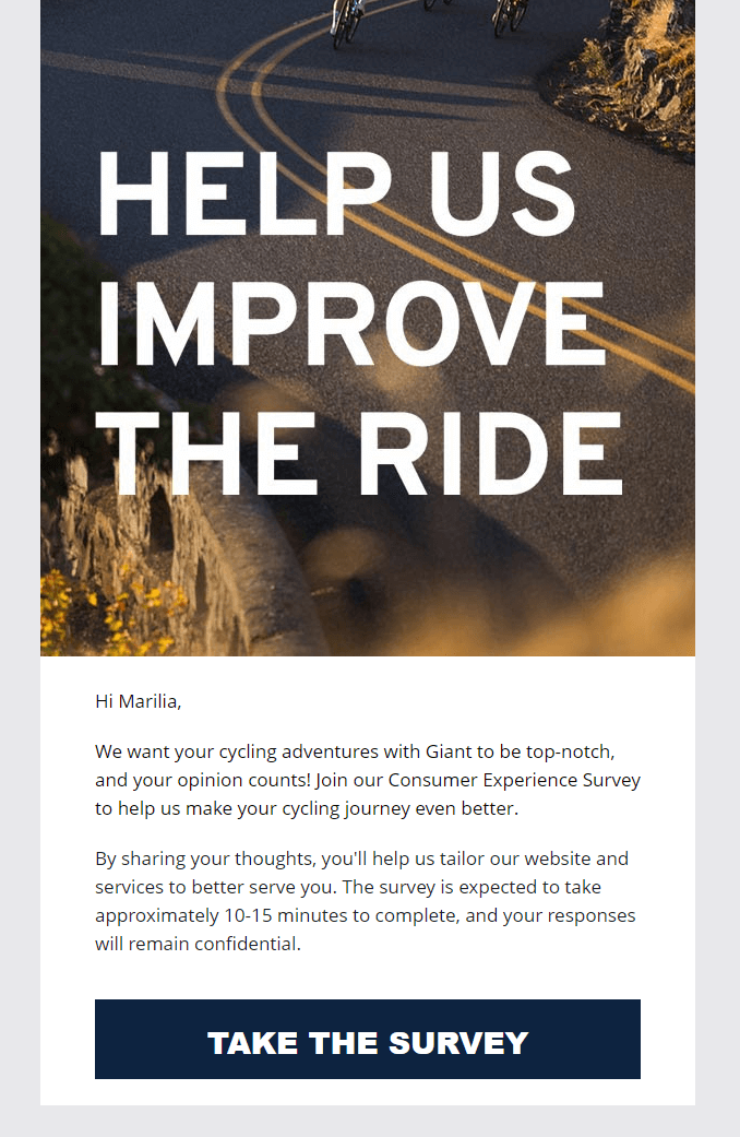 giant bicycles email subscriber feedback