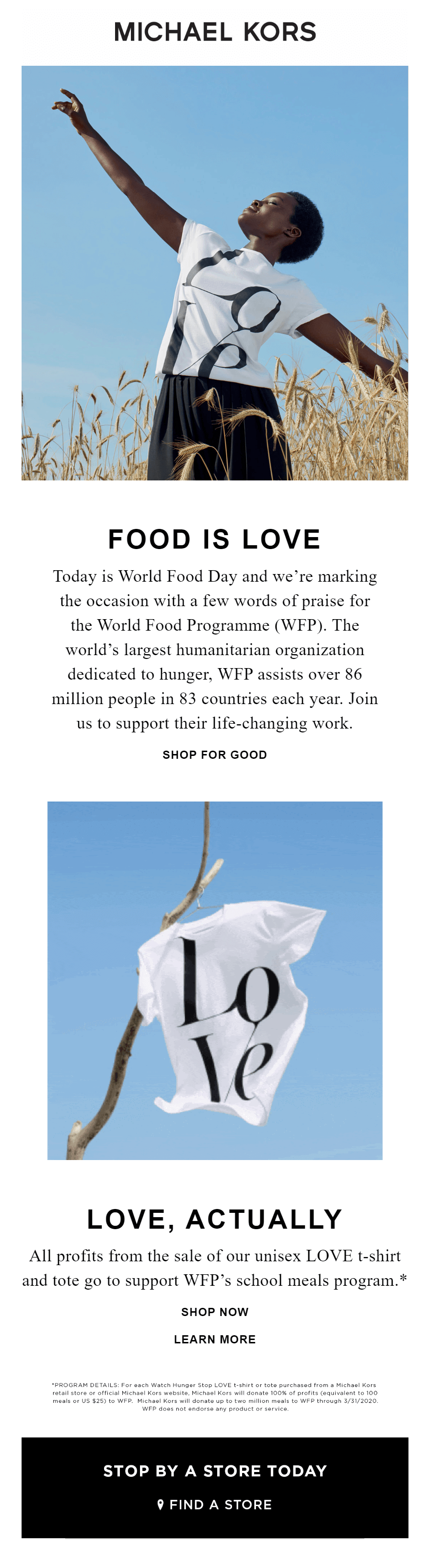 world food day email example by michael kors