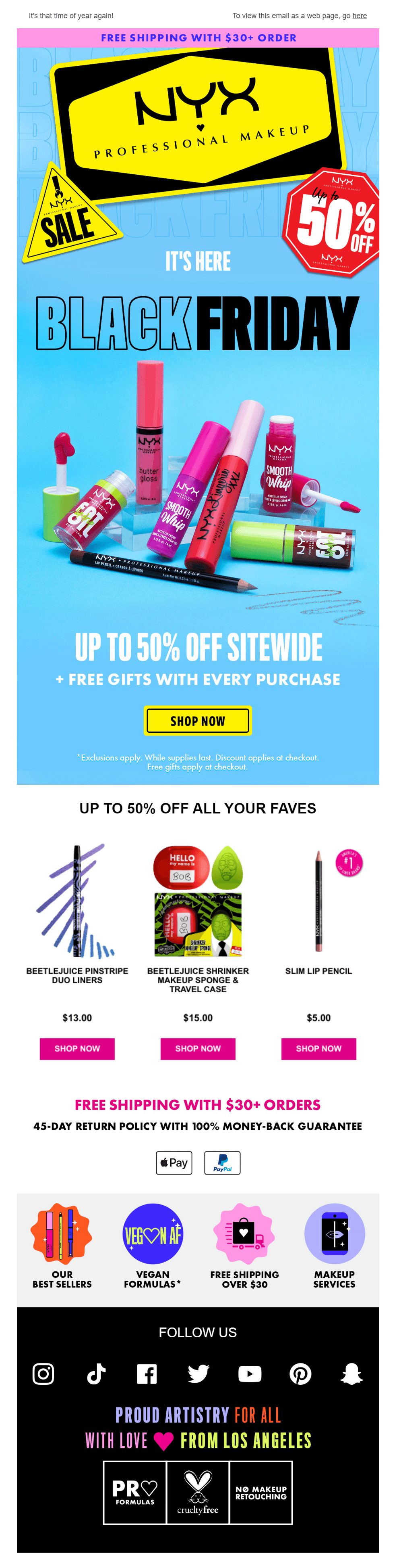 nyx cosmetics unique black friday email campaign example