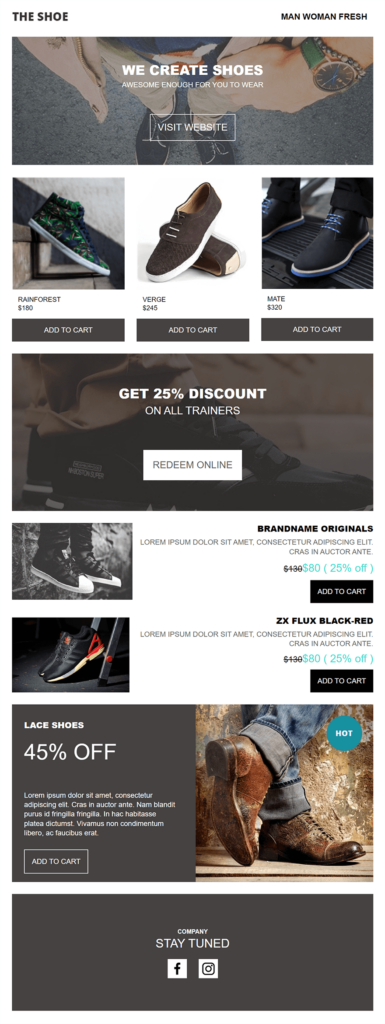 sales newsletter template Moosend