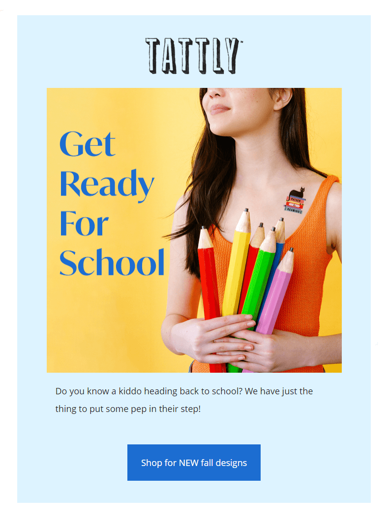 tattly back to school email to diversify your strategy