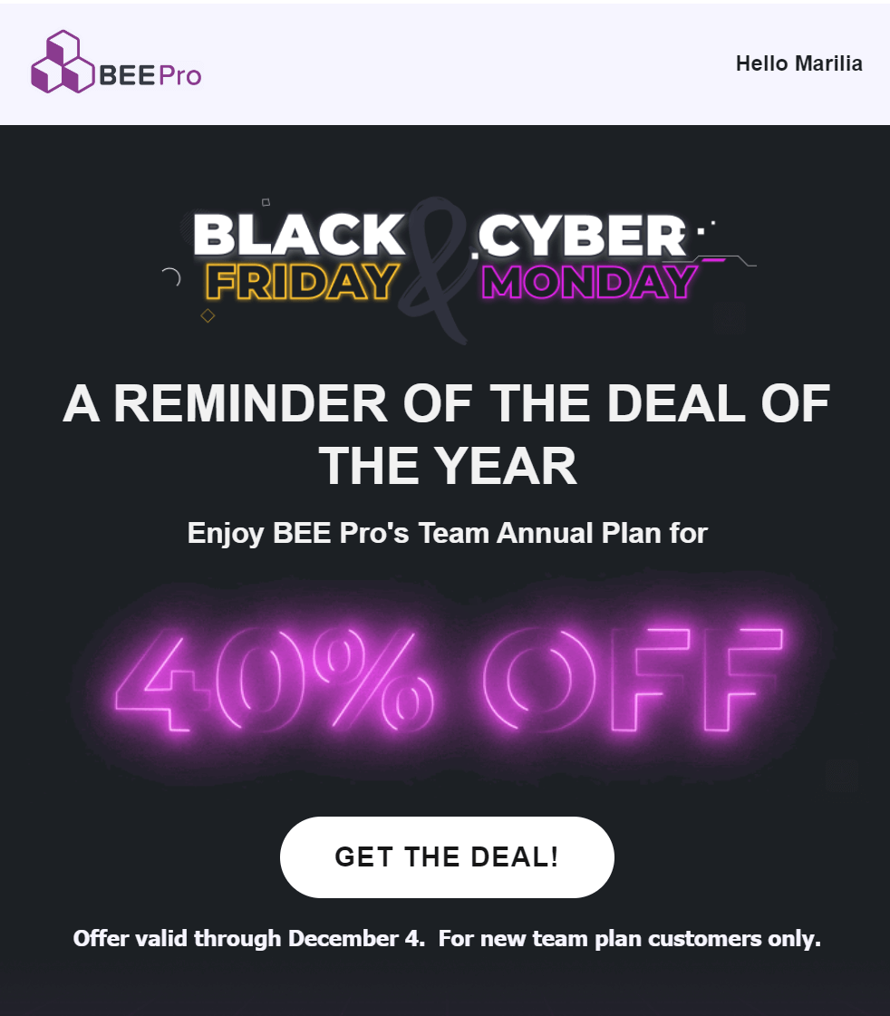 befree black friday email campaign reminder