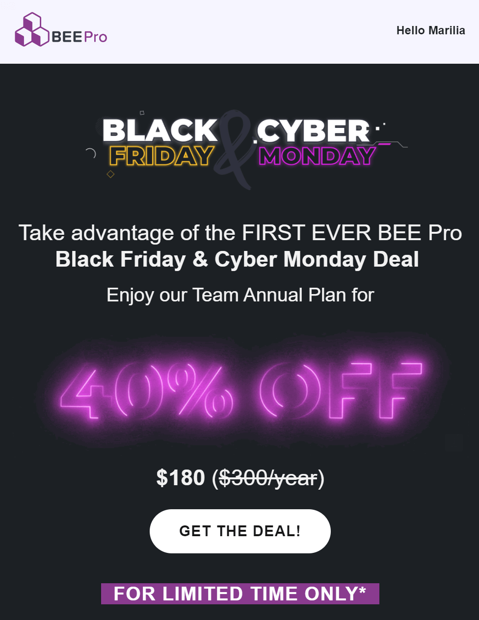 befree black friday email campaign