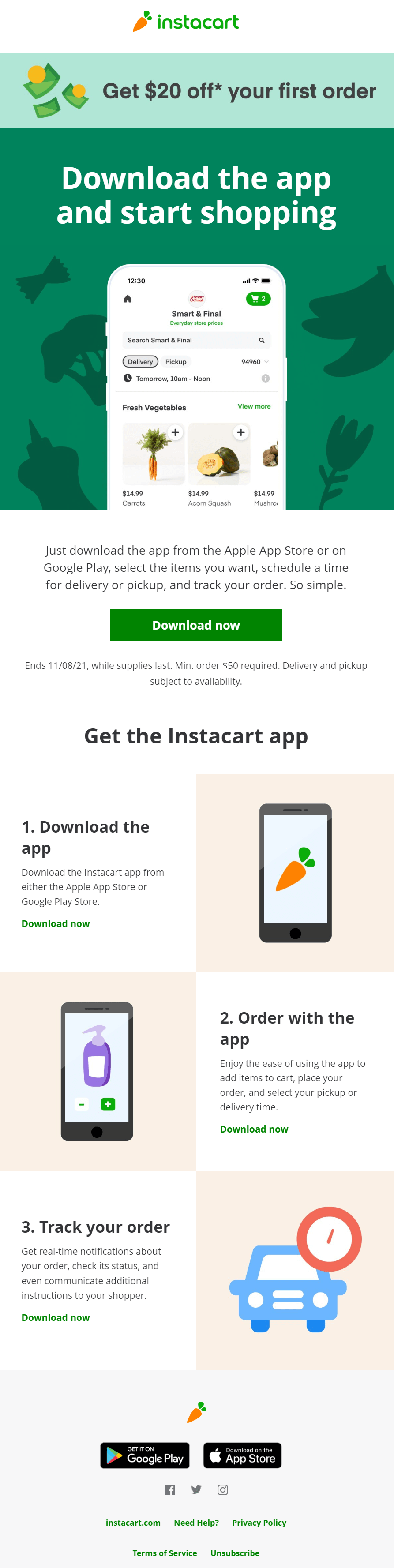 national app day email by instacart