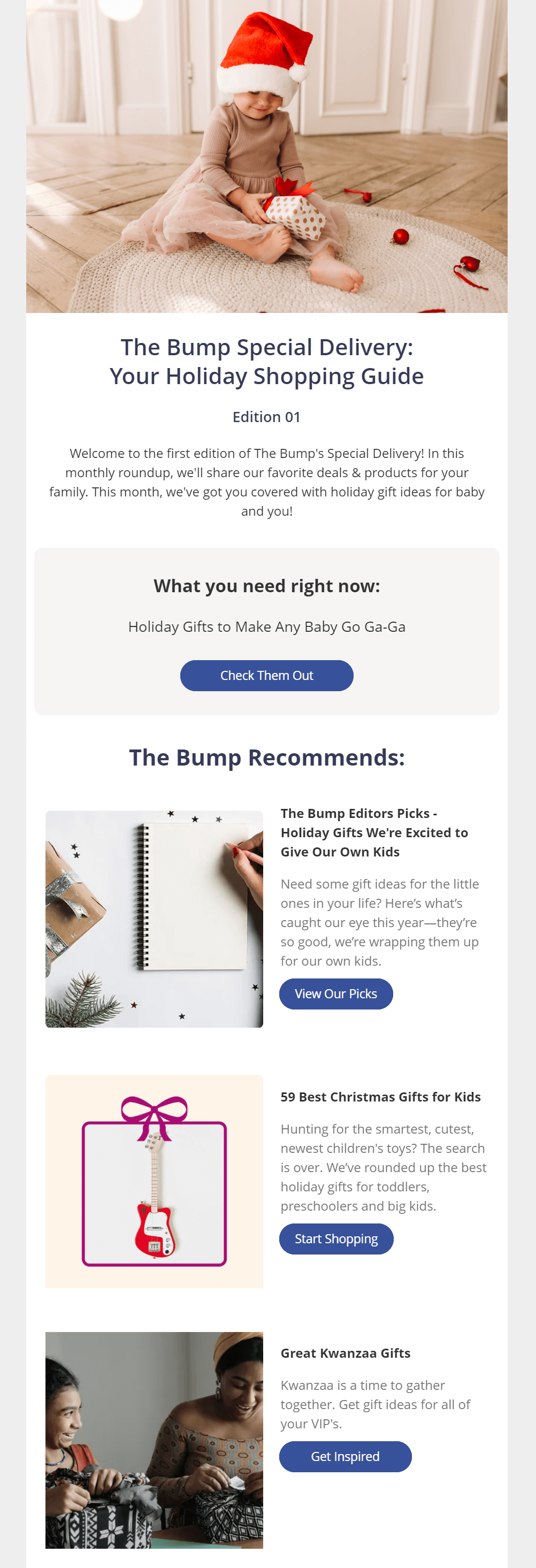 the bump holiday email campaign with kwanzaa mention