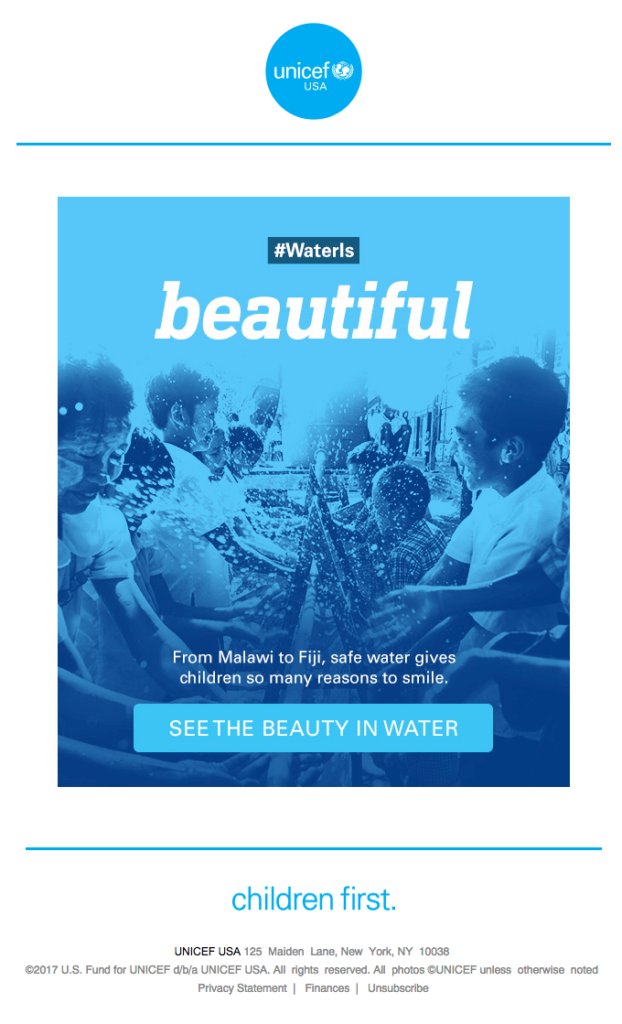 UNICEF nonprofit email campaign