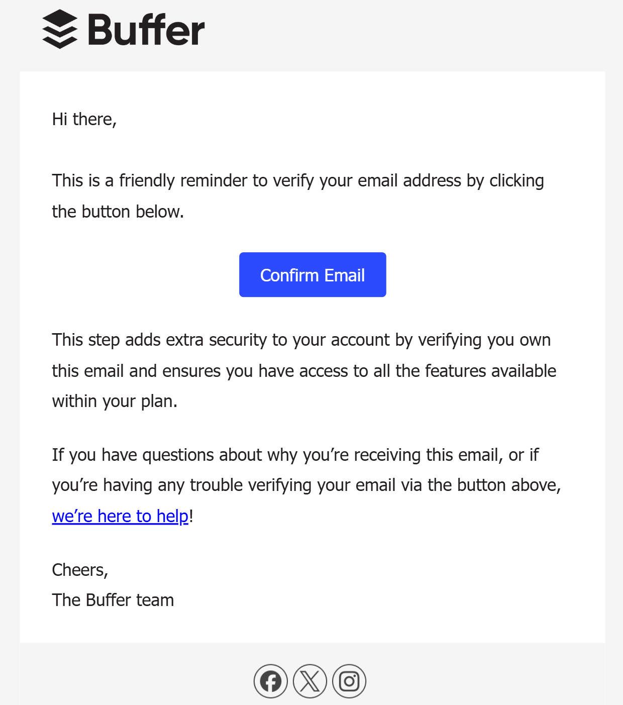 buffer confirmation email