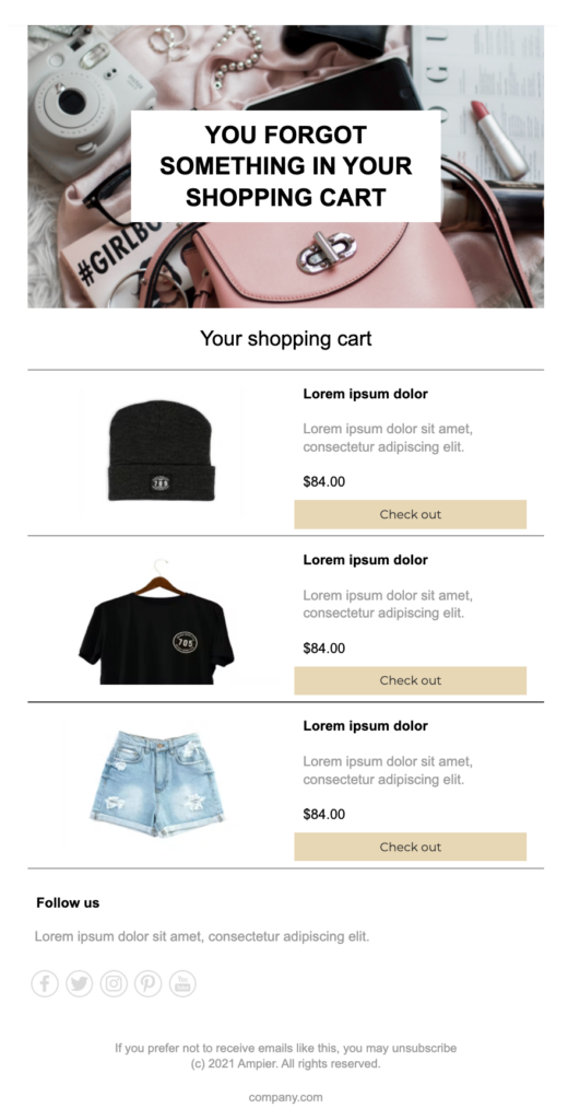 cart abandonment email template