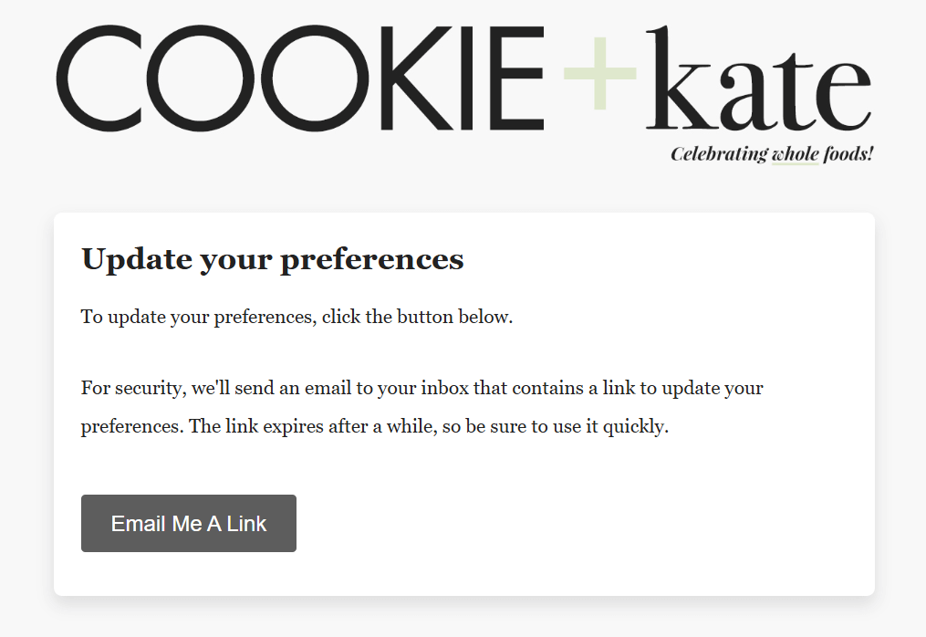 cookie + Kate update preferences through link