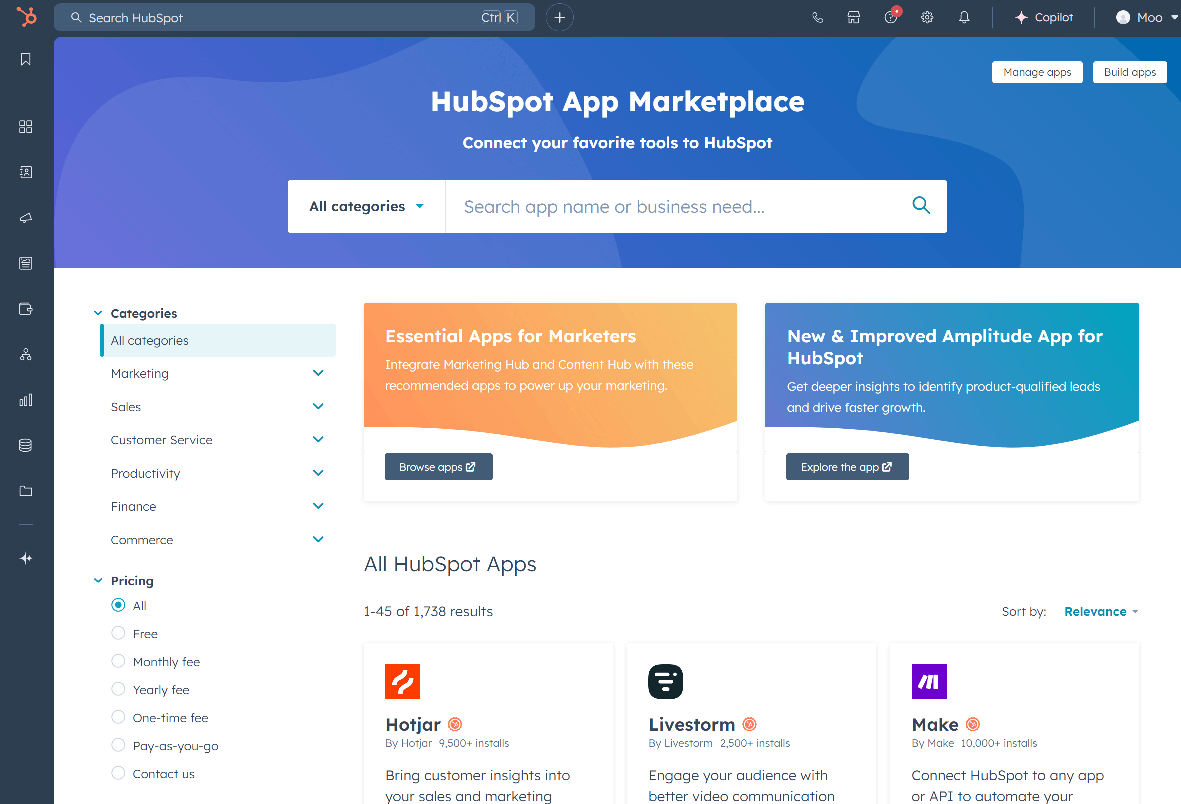 hubspot integrations app marketplace