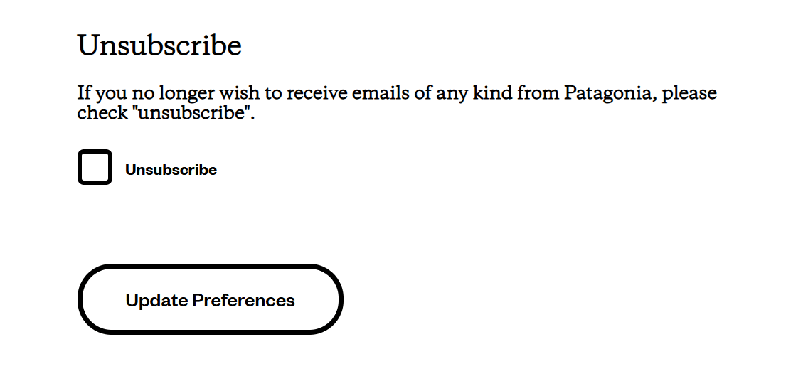 patagonia unsubscribe link