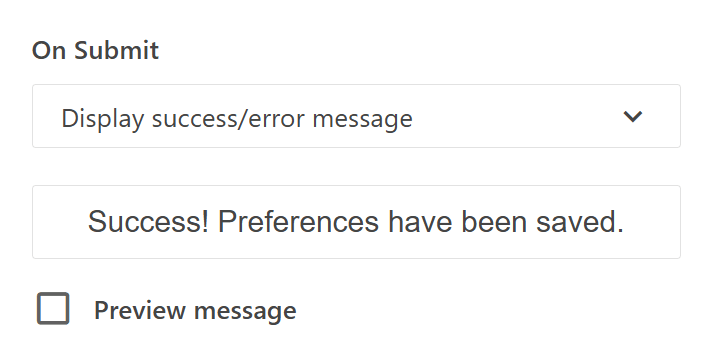 success/error message display by moosend