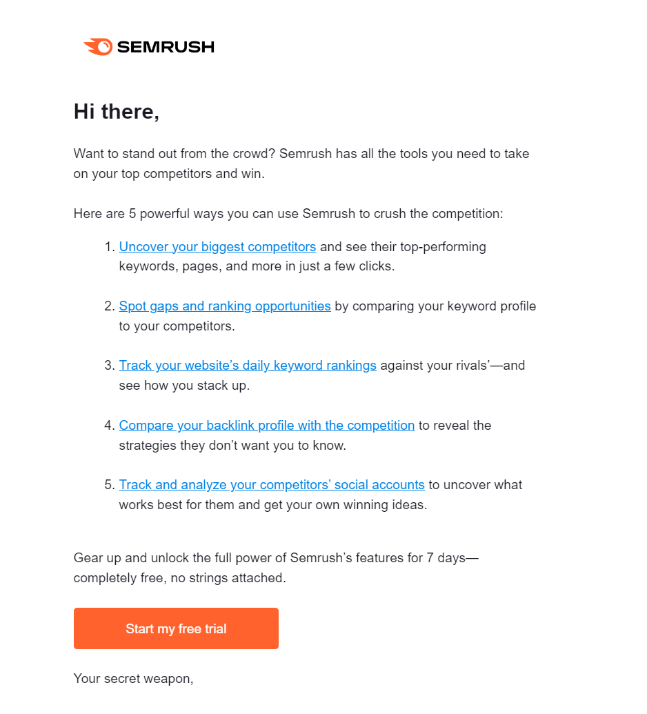 semrush saas campaign button