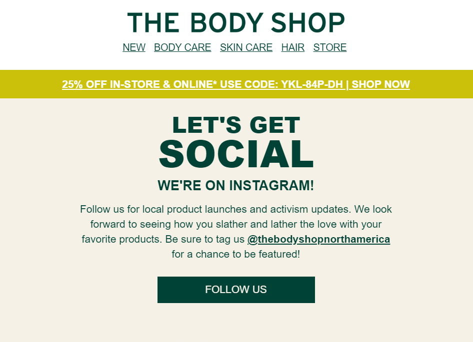 the body shop social media call to action