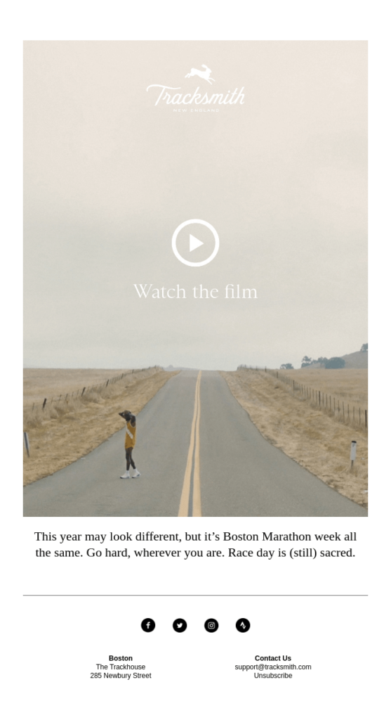 Tracksmith video email example