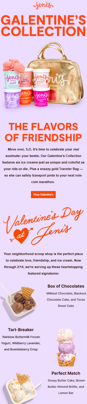 Galentine's email campaign example