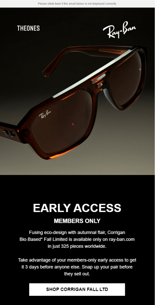 urgency in email example by RayBan