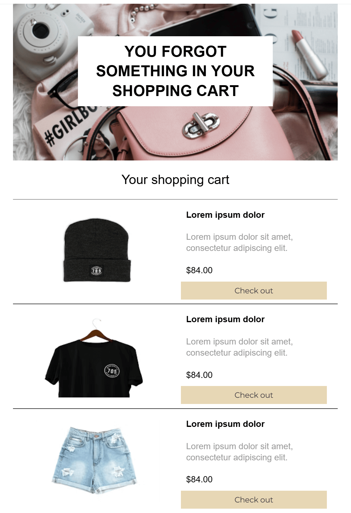 abandoned cart email template moosend