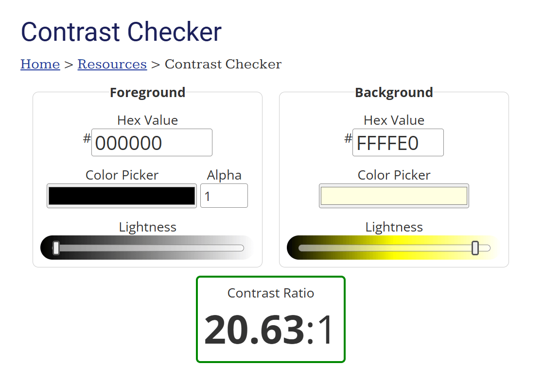 contrast checker example for email accessibility