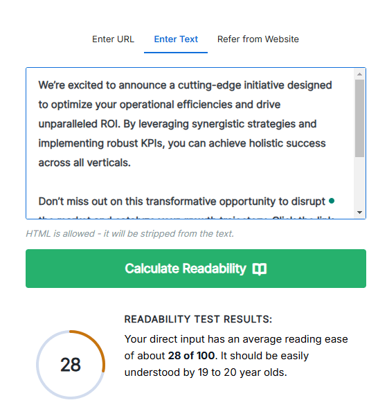 readability checker example