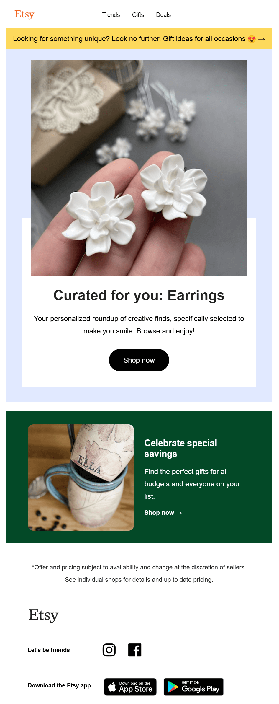 etsy personalized email example