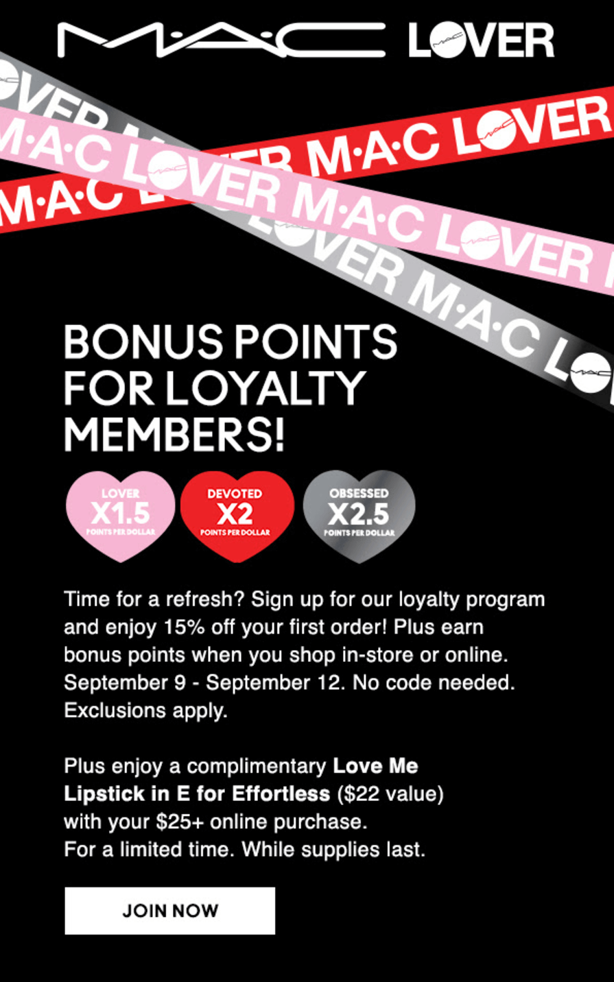 mac loyalty program email example