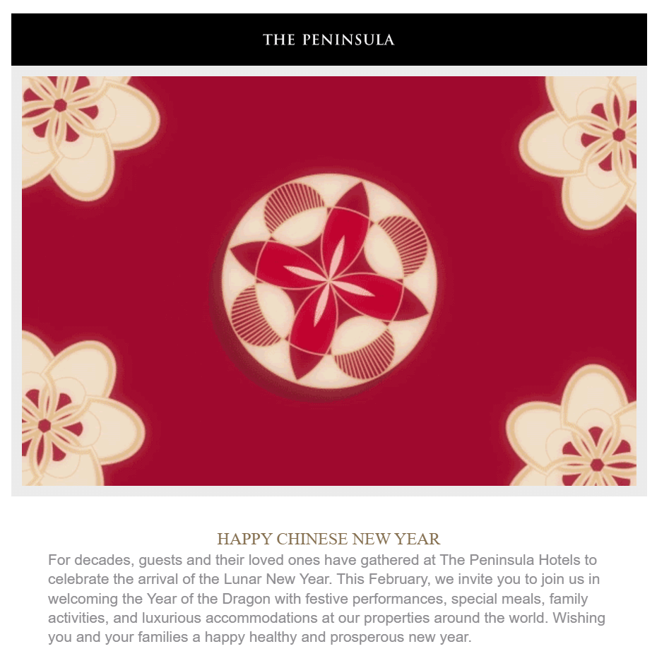 the peninsula hotel lunar new year campaign copy