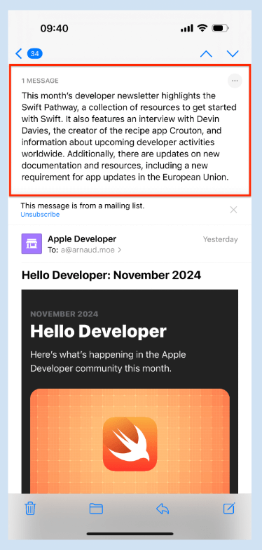 apple intelligence ai email summaries