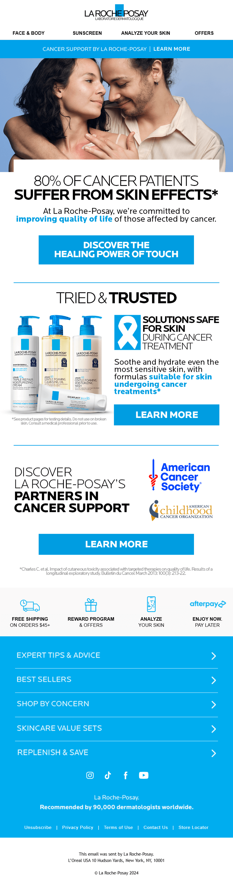 la roche posay february email marketing campaign for world cancer day