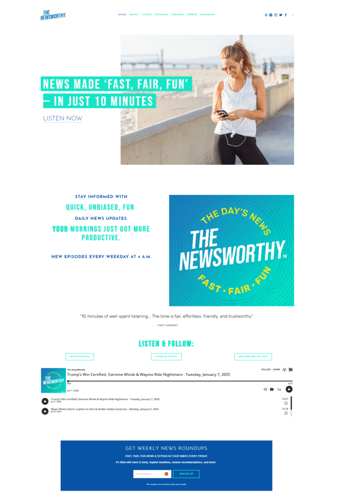 The Newsworthy podcast landing page