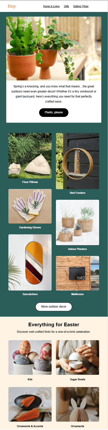 Etsy spring email campaign