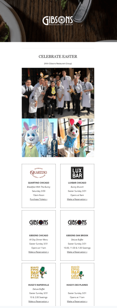 restaurant email campaign for easter