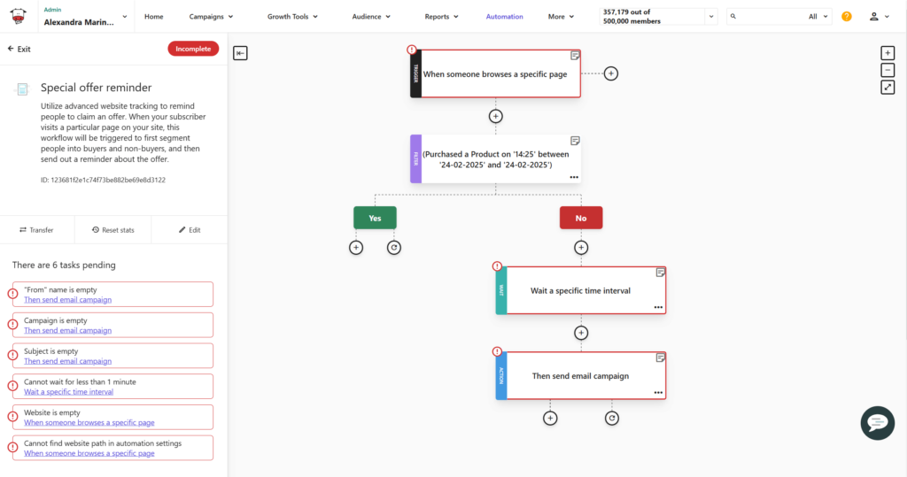 Moosend automation workflow