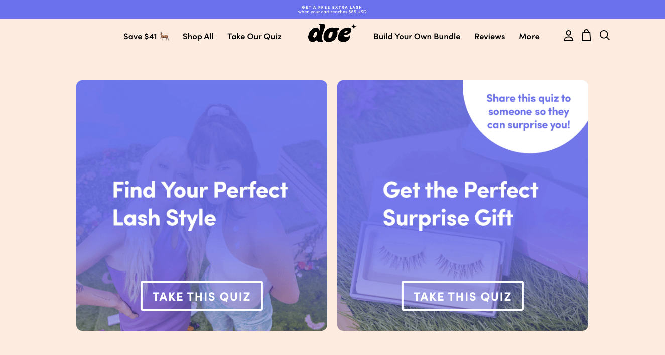 doe cosmetics personalized content example