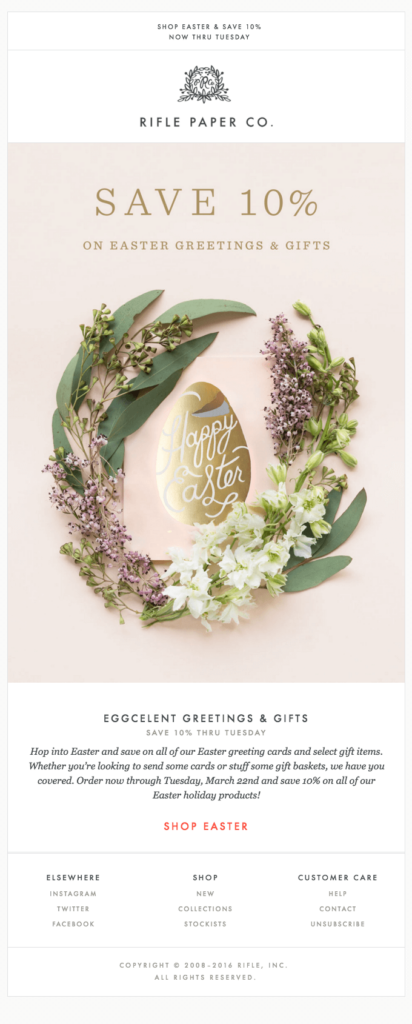 easter email campaign example