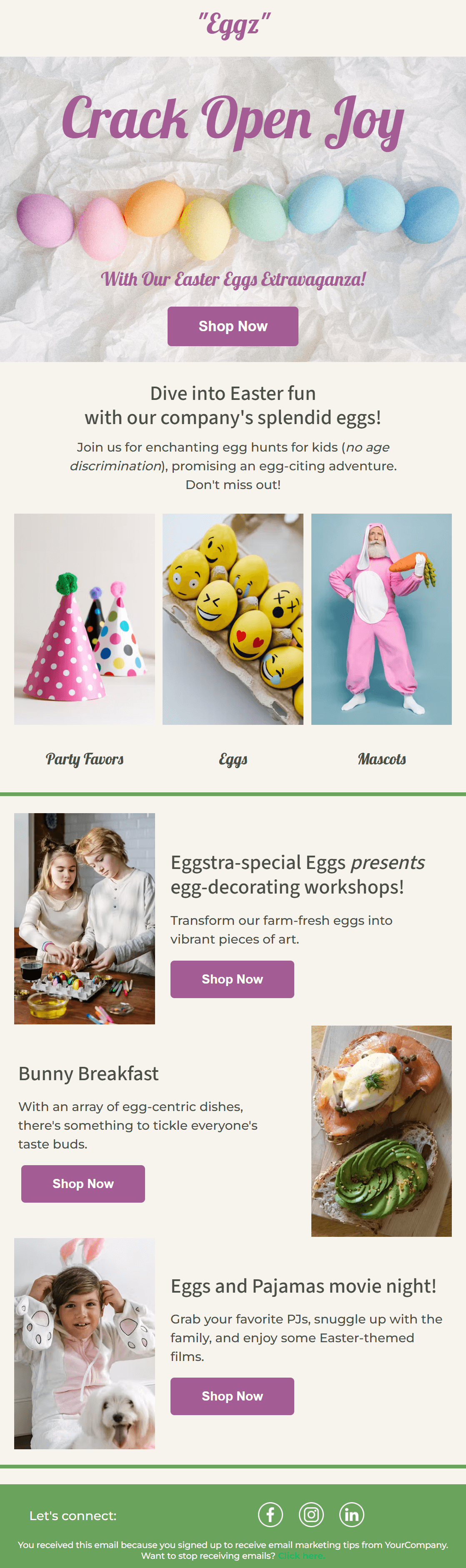 Easter email template by moosend