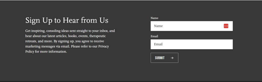 email signup form