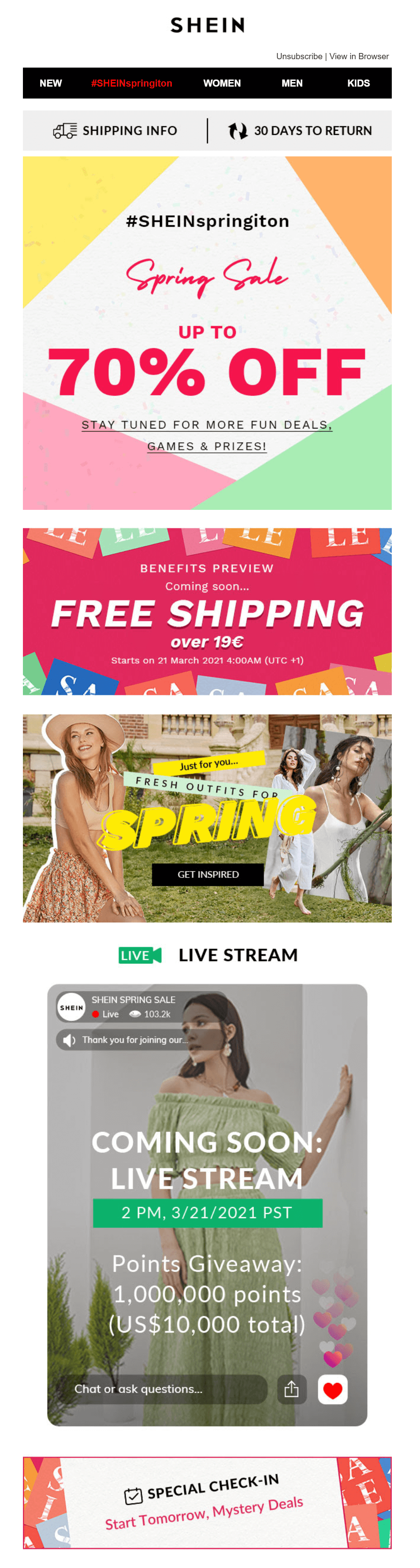 SHEIN’s Spring sale announcement