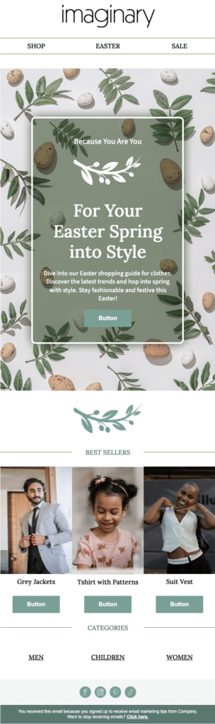 Easter holiday email template
